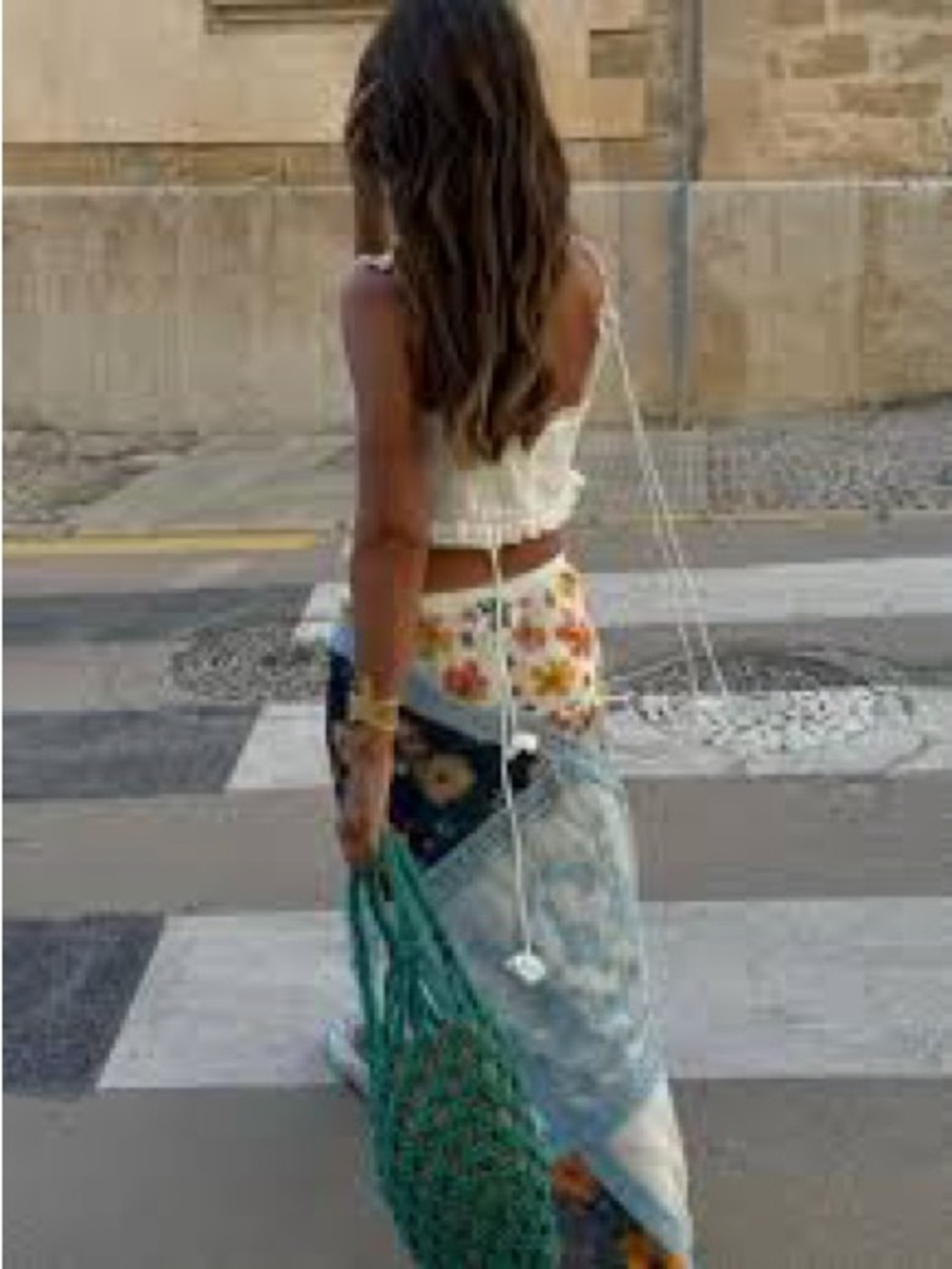 ANTHROPOLOGIE Italian Summer Patchwork Scarf Floral Lace High Waisted Midi Skirt - Picture 9 of 10